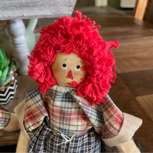13" Raggedy Ann & Andy Handmade Dolls Primitive Folk Art Originals - Picture 5 of 9